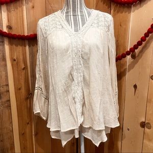 Style & Co Cream Bohemian Style Blouse